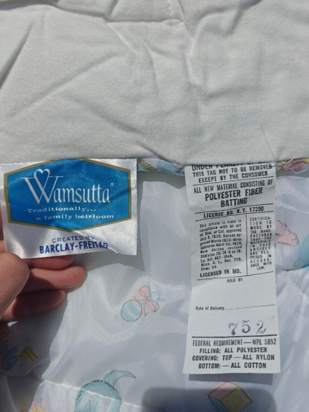 Vintage Wamsutta Convertible Baby Comforter Nylon Puppy Print Barclay-Freitag - Picture 5 of 9